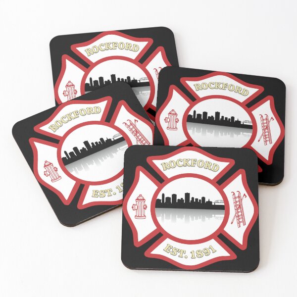 Artikelvorschau, Rockford Fire Department Skyline Maltese Cross (White Background) entworfen und verkauft von BerlinerKatzen.