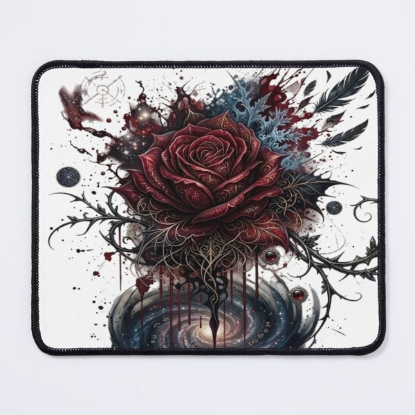 Item preview, Gothic Red Rose and Cosmic Galaxy Watercolor Tattoo Design designed and sold by The 199X KA Studio.