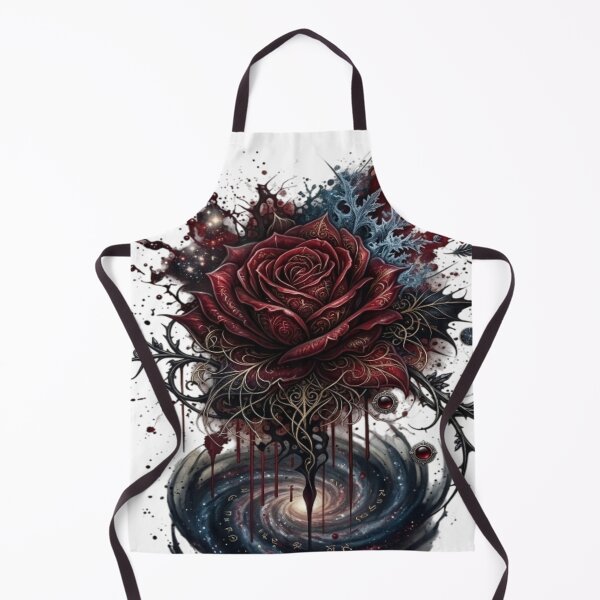 Item preview, Gothic Red Rose and Cosmic Galaxy Watercolor Tattoo Design designed and sold by The 199X KA Studio.
