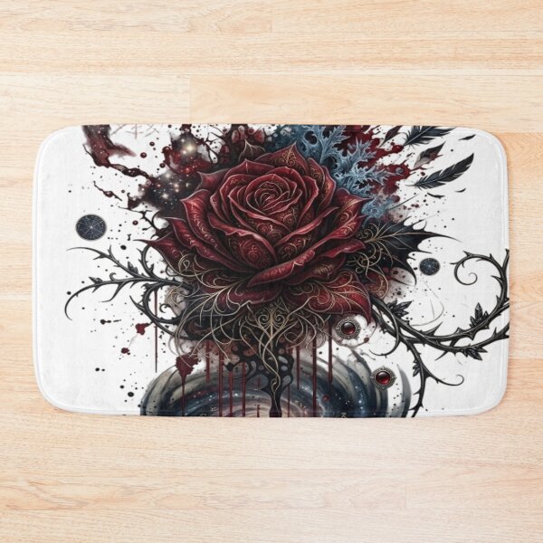 Item preview, Gothic Red Rose and Cosmic Galaxy Watercolor Tattoo Design designed and sold by The 199X KA Studio.
