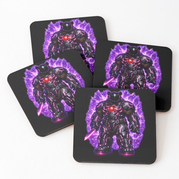 Item preview, Cyberpunk Bear Warrior — Neon Purple Armor Dark Fantasy Art for Bold Collectors designed and sold by ArtoryWorks.
