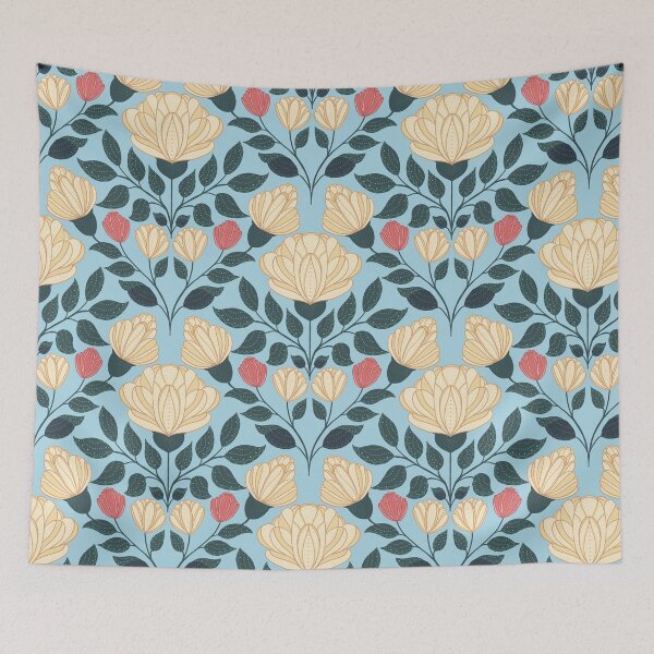 Item preview, Ivory and Pink Flowers Trellis Pattern designed and sold by Pinecone Place.