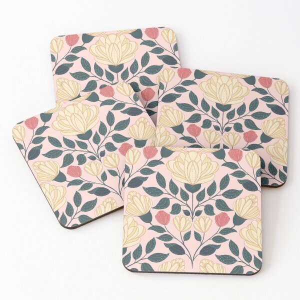 Item preview, Ivory and Pink Flowers Trellis Pattern designed and sold by Pinecone Place.