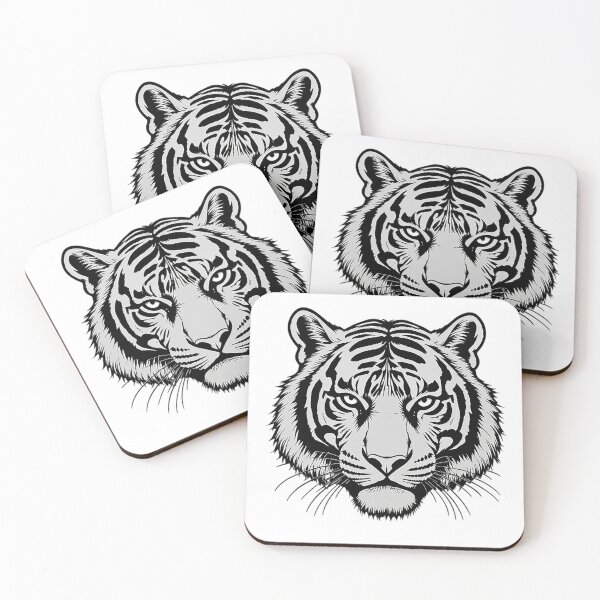 Item preview, Majestic Tiger Face Line Art – Bold Black Stripes, Intense Eyes, Wildlife Illustration Design* designed and sold by PixPixari.