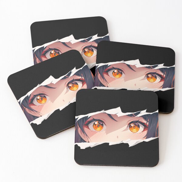Item preview, Kujou Sara Genshin Impact Orange Eyes Torn Paper Peek designed and sold by PMartistStudio.
