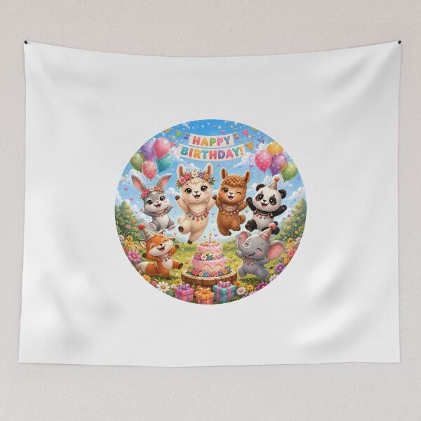 Item preview, Cute Baby Llama & Woodland Animals Happy Birthday Party Design designed and sold by Celebrate & Sparkle.