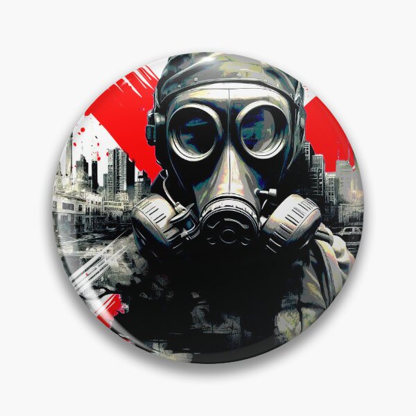Item preview, Urban Industrial Dystopian Cyberpunk Man Wearing Gas Mask designed and sold by DEC02.