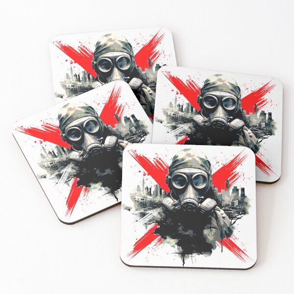 Item preview, Urban Industrial Dystopian Cyberpunk Man Wearing Gas Mask designed and sold by DEC02.