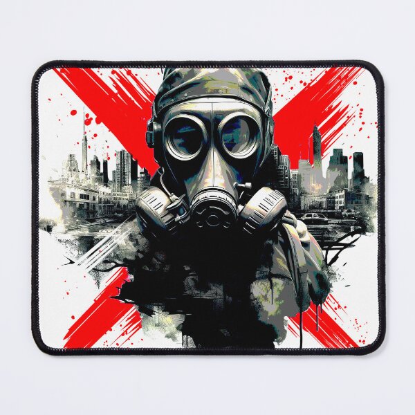 Item preview, Urban Industrial Dystopian Cyberpunk Man Wearing Gas Mask designed and sold by DEC02.