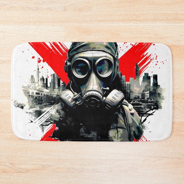 Item preview, Urban Industrial Dystopian Cyberpunk Man Wearing Gas Mask designed and sold by DEC02.