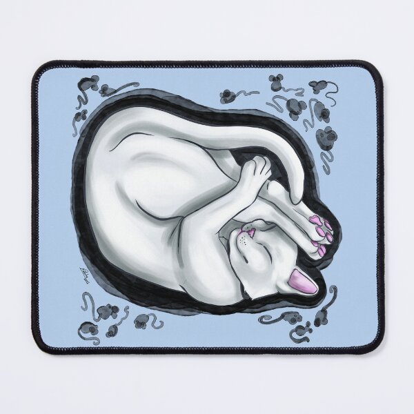 Item preview, A white cat sleeping and dreaming designed and sold by Konopikyu.
