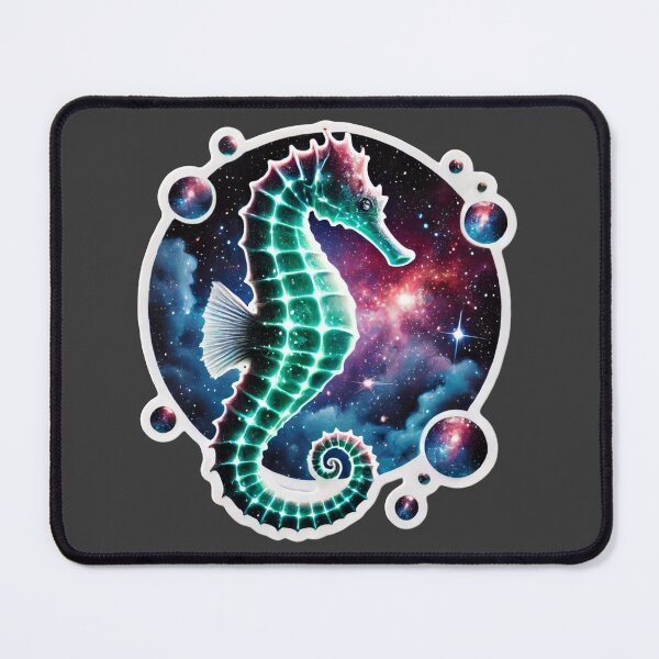 Item preview, Surreal Cosmic Seahorse Fantasy Galaxy Ocean Art Print designed and sold by PinUpPizzazz.