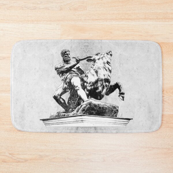 Item preview, Hercules Taming Cretan Bull Classical Sculpture Dark Mythology Art designed and sold by Ghoul Enterprises.