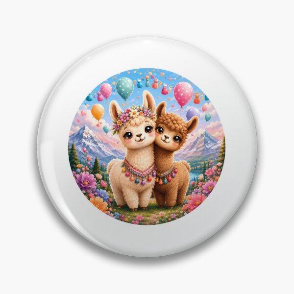 Item preview, Cute Baby Llama Couple in Mountain Flower Meadow | Kawaii Alpaca Illustration designed and sold by Celebrate & Sparkle.