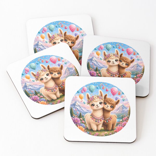 Item preview, Cute Baby Llama Couple in Mountain Flower Meadow | Kawaii Alpaca Illustration designed and sold by Celebrate & Sparkle.