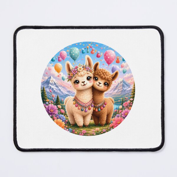 Item preview, Cute Baby Llama Couple in Mountain Flower Meadow | Kawaii Alpaca Illustration designed and sold by Celebrate & Sparkle.