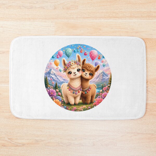 Item preview, Cute Baby Llama Couple in Mountain Flower Meadow | Kawaii Alpaca Illustration designed and sold by Celebrate & Sparkle.