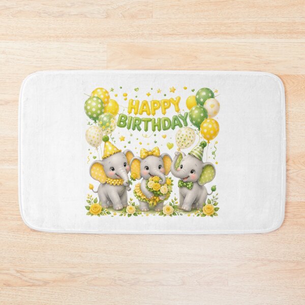 Item preview, Cute Elephant Happy Birthday Party PNG | Yellow Green Baby Elephants Balloons Floral Celebration designed and sold by Celebrate & Sparkle.