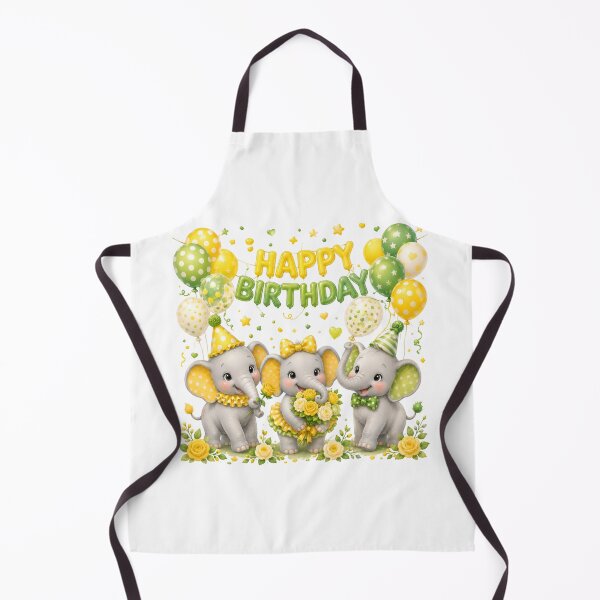 Item preview, Cute Elephant Happy Birthday Party PNG | Yellow Green Baby Elephants Balloons Floral Celebration designed and sold by Celebrate & Sparkle.