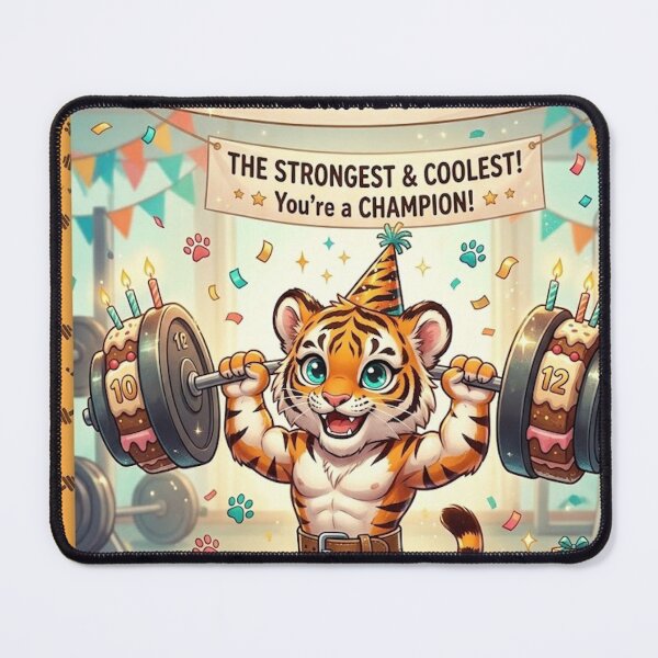 Item preview, Funny Tiger Birthday Card Nephew Gift Cute Animal Sports Weightlifter Kids NeoTigLuna designed and sold by NeoTigLuna.