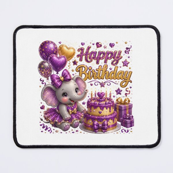 Item preview, Cute Purple Glitter Baby Elephant Happy Birthday Design, Adorable Girl Elephant Party designed and sold by Celebrate & Sparkle.