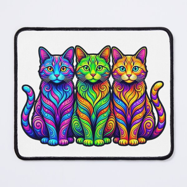 Item preview, Colorful Psychedelic Trio Cats Art designed and sold by BRTSHA88.