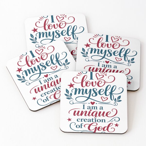 Item preview, I Love Myself I Am a Unique Creation of God | Christian Inspirational Quote | Self Love| Petrol Blue & Wine Red designed and sold by Akseries.