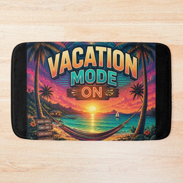 Item preview, Vacation Mode On Retro Tropical Sunset Beach Hammock Poster | Good Vibes Summer Paradise Wall Art Print designed and sold by FestivityFinds.