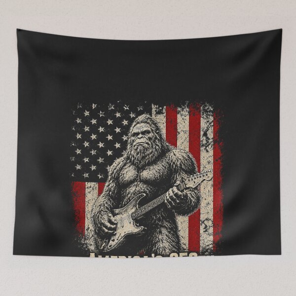 Item preview, Bigfoot Sasquatch Playing Guitar 250 Years American USA Flag designed and sold by CriseldaBruning.