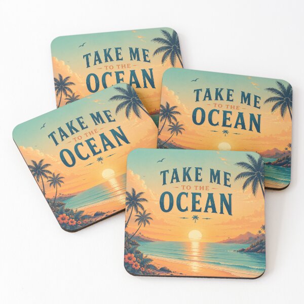 Item preview, Take Me to the Ocean – Tropical Beach Sunset Wall Art | Retro Palm Tree Coastal Travel Poster designed and sold by FestivityFinds.