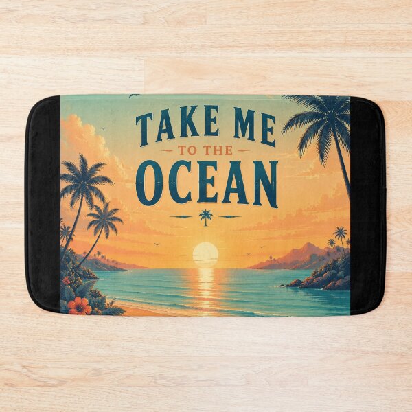 Item preview, Take Me to the Ocean – Tropical Beach Sunset Wall Art | Retro Palm Tree Coastal Travel Poster designed and sold by FestivityFinds.