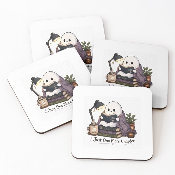 Item preview, Just One More Chapter — Cute Ghost Reading Sticker designed and sold by TrazosInk.