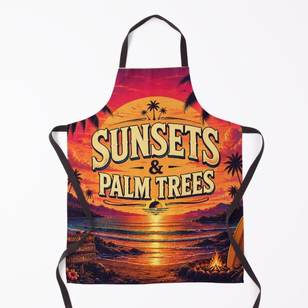 Item preview, Sunset Beach Paradise Wall Art – Tropical Palm Trees Surf Surfboard Aesthetic Print designed and sold by FestivityFinds.