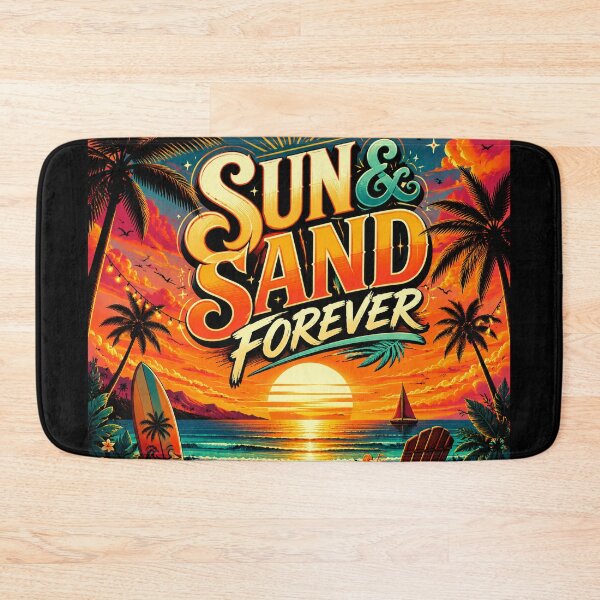 Item preview, Sun & Sand Forever Retro Tropical Sunset Beach Surf Poster | Vintage Summer Ocean Wall Art Print designed and sold by FestivityFinds.