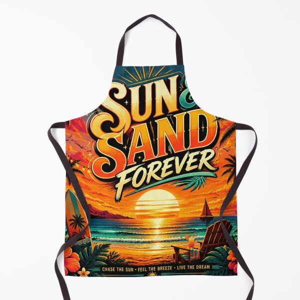 Item preview, Sun & Sand Forever Retro Tropical Sunset Beach Surf Poster | Vintage Summer Ocean Wall Art Print designed and sold by FestivityFinds.
