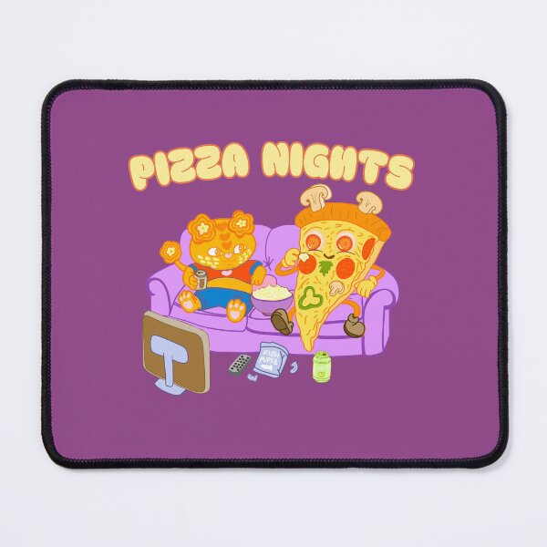 Item preview, Pizza Nights – Cozy Cat and Pizza Slice Movie Night designed and sold by BritishDelights.