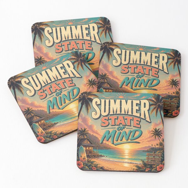 Item preview, Summer State of Mind Retro Tropical Beach Sunset Poster | Vintage Ocean Paradise Coastal Wall Art Print designed and sold by FestivityFinds.