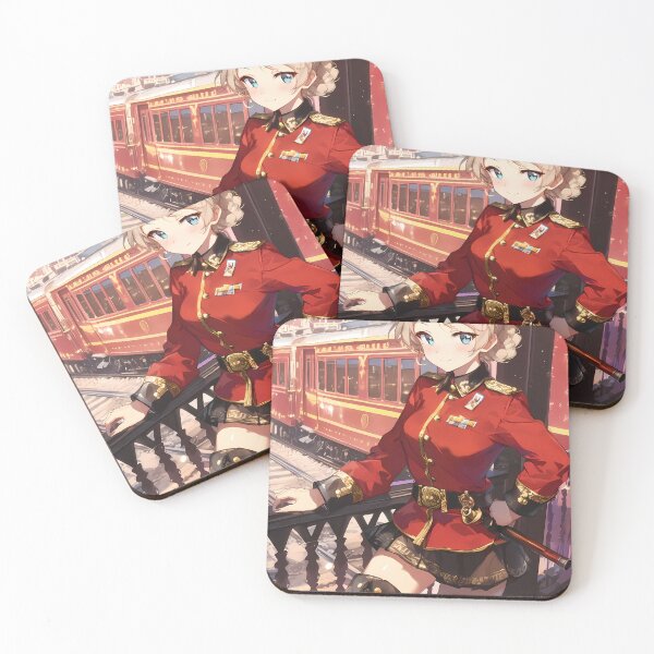 Aperçu de l'œuvre Scène de la gare de Darjeeling Girls Und Panzer en uniforme rouge élégant créée et vendue par bystudiolereve.