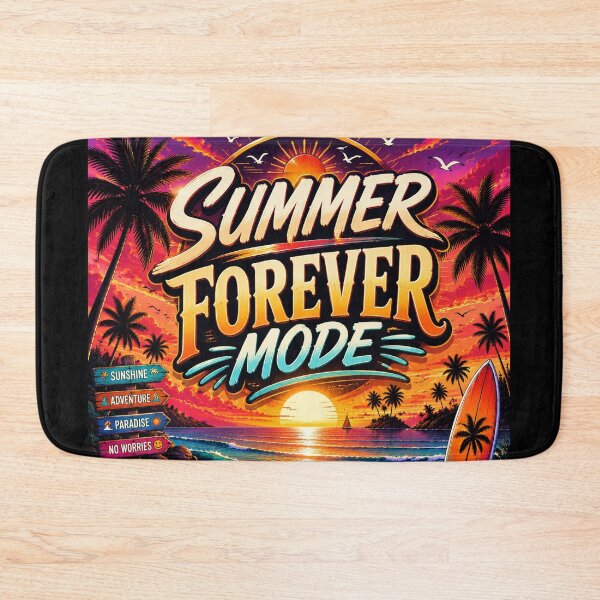 Item preview, Summer Forever Mode Retro Beach Sunset Wall Art | Tropical Surf Aesthetic Good Vibes Coastal Print designed and sold by FestivityFinds.