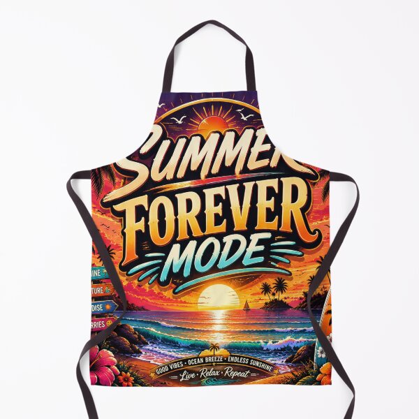 Item preview, Summer Forever Mode Retro Beach Sunset Wall Art | Tropical Surf Aesthetic Good Vibes Coastal Print designed and sold by FestivityFinds.