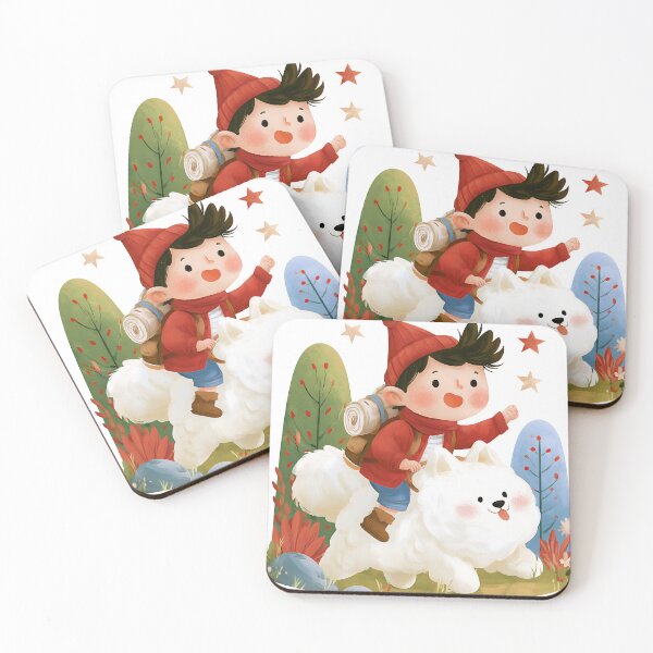 Item preview, Cute Boy Riding Samoyed Dog Adventure Sticker designed and sold by AMIDATORA.
