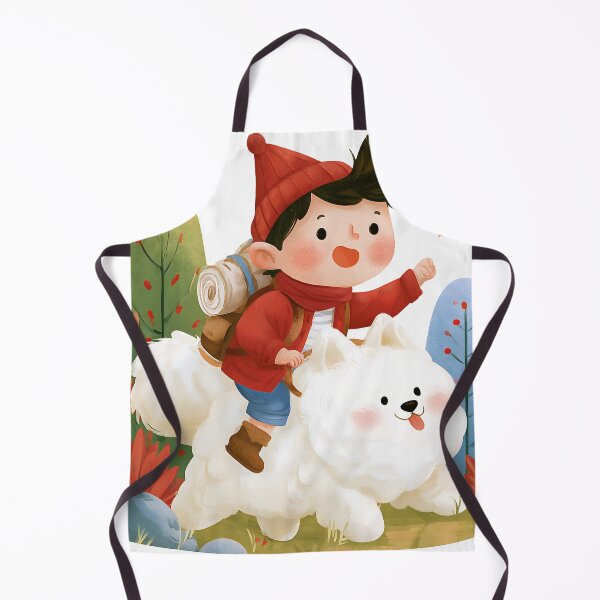 Item preview, Cute Boy Riding Samoyed Dog Adventure Sticker designed and sold by AMIDATORA.