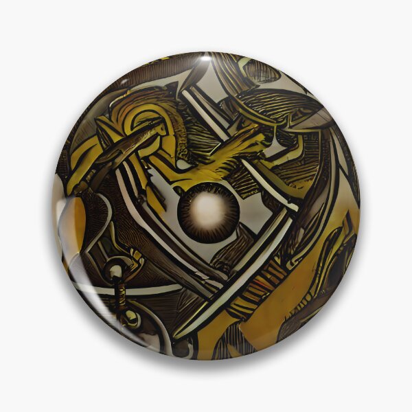 Item preview, Dark Twin Dragon Gold Combat Radiant Eye Orb Square Medallion Chaos Art designed and sold by YugenWorkshop.