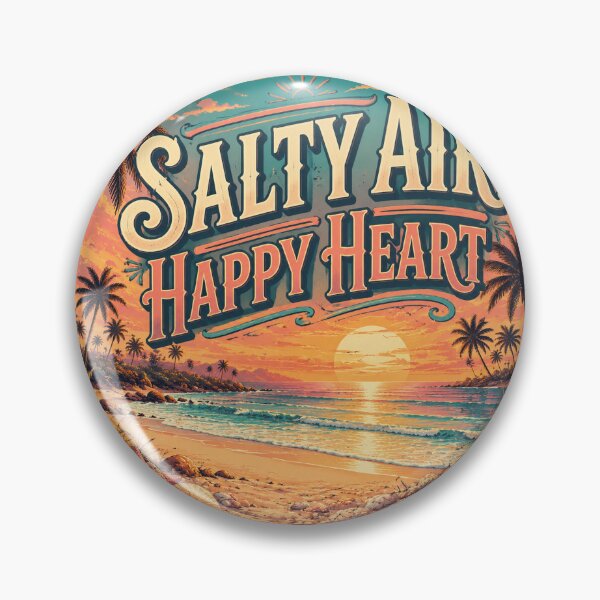 Item preview, Salty Air Happy Heart Retro Tropical Beach Sunset Poster | Vintage Coastal Ocean Wall Art Print designed and sold by FestivityFinds.