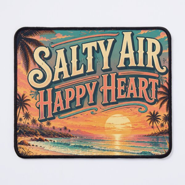 Item preview, Salty Air Happy Heart Retro Tropical Beach Sunset Poster | Vintage Coastal Ocean Wall Art Print designed and sold by FestivityFinds.