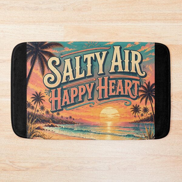 Item preview, Salty Air Happy Heart Retro Tropical Beach Sunset Poster | Vintage Coastal Ocean Wall Art Print designed and sold by FestivityFinds.