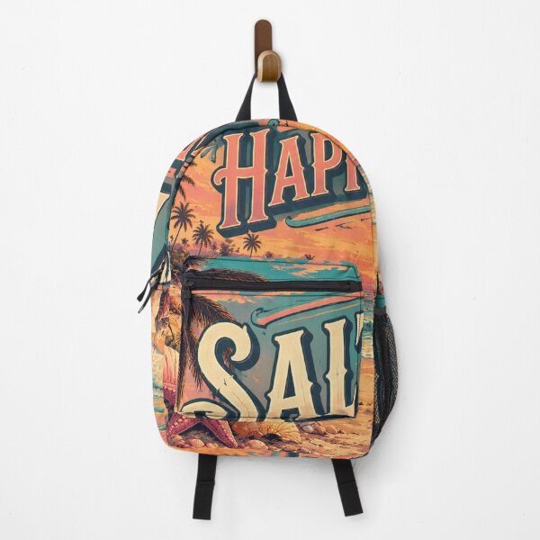 Item preview, Salty Air Happy Heart Retro Tropical Beach Sunset Poster | Vintage Coastal Ocean Wall Art Print designed and sold by FestivityFinds.