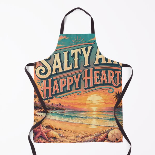 Item preview, Salty Air Happy Heart Retro Tropical Beach Sunset Poster | Vintage Coastal Ocean Wall Art Print designed and sold by FestivityFinds.