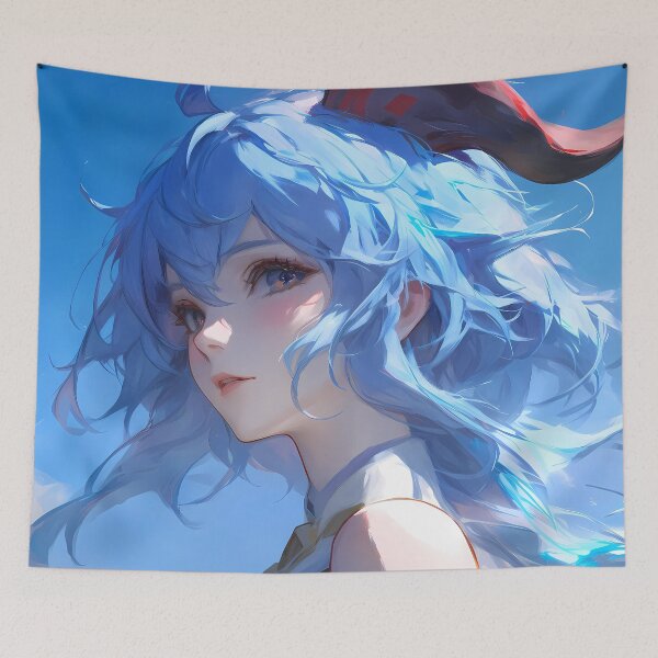 Item preview, Ganyu Genshin Impact Calm Ocean Summer Sky And Blue Serenity designed and sold by bystudiolereve.