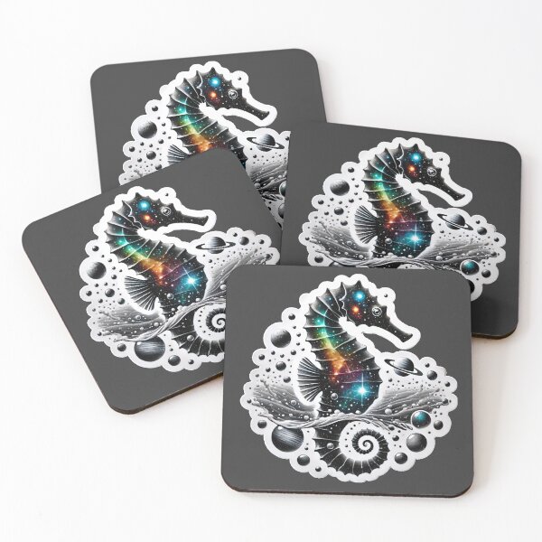 Item preview, Surreal Cosmic Seahorse Fantasy Galaxy Ocean Art Print designed and sold by PinUpPizzazz.
